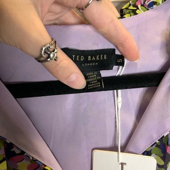 Ted Baker London Karlie Multicolor Black Smocked Detail Tiered Mini Dress 14 New - Picture 9 of 14